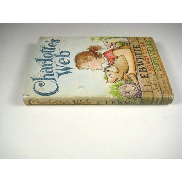 Charlotte's Web EB White Hardcover Dust Jacket Pictures Garth Williams STAIN - Picture 2 of 7